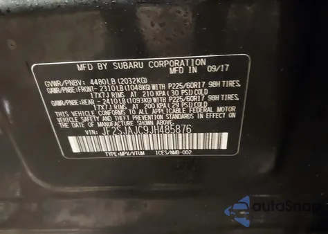 2018 Subaru Forester 2.5I Limited из США, поврежденный, VIN JF2SJAJC9JH485876